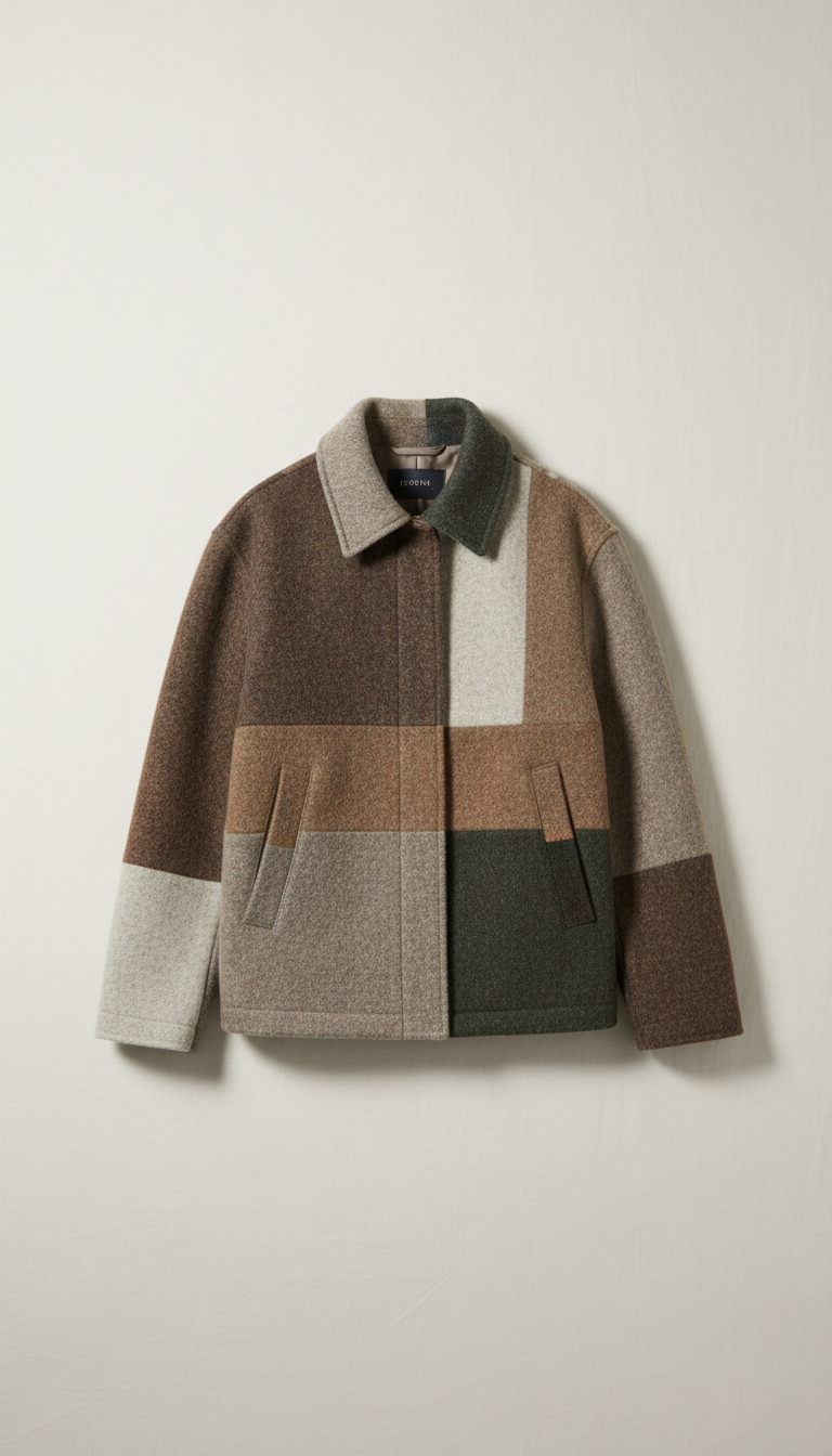 Structured wool-blend jacket with leather trim