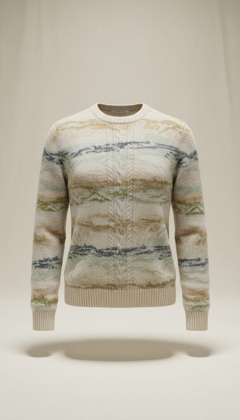 Fine merino knit sweater in alpine ivory